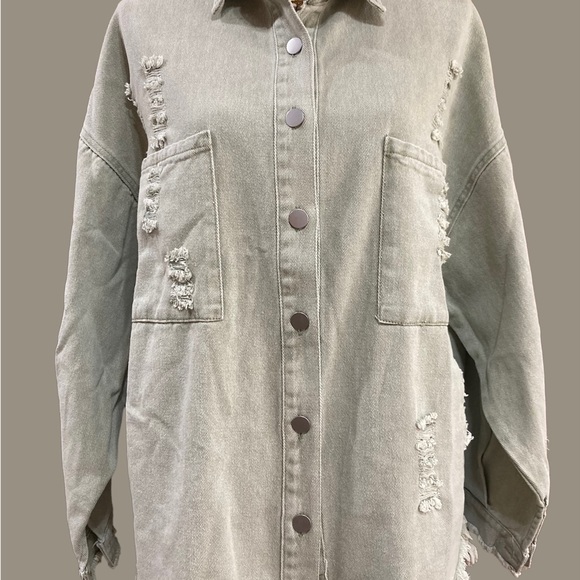 BN! COTTON DENIM OVERSIZED GREEN JACKET SIZE M - Picture 7 of 7